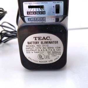 TEAC Vintage Battery Eliminator 2112 Power Adapter 3 4.5 6 7.5 9 12 Black Silver